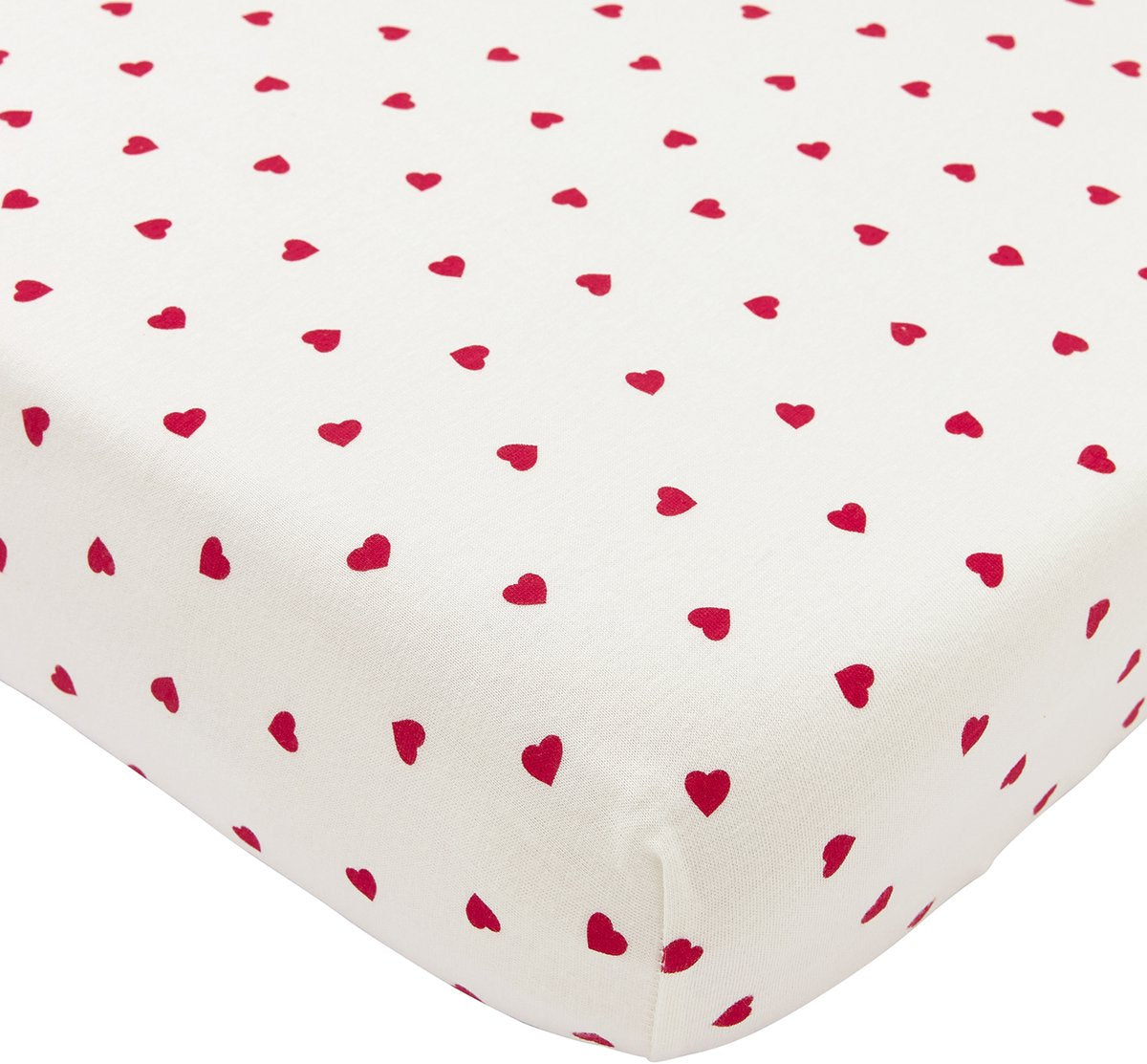 Meyco baby sweet heart hoeslaken ledikant - white red - 60x120cm