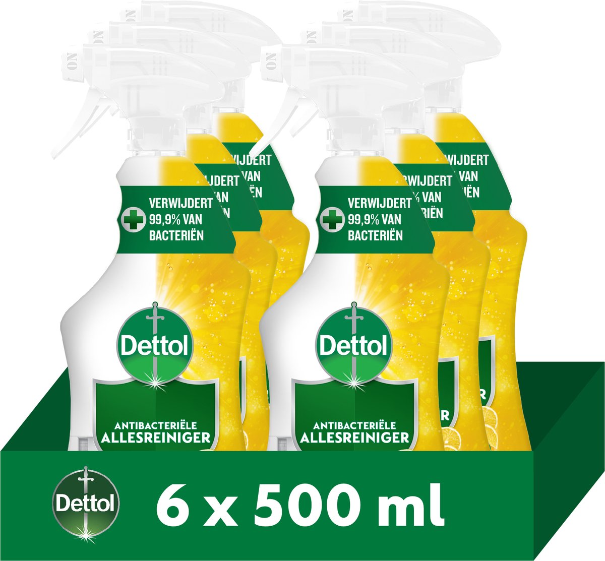 Dettol - 6 allesreiniger sprays - antibacterieel - 6x sprankelende citroen - 6x500 ml - voordeelverpakking