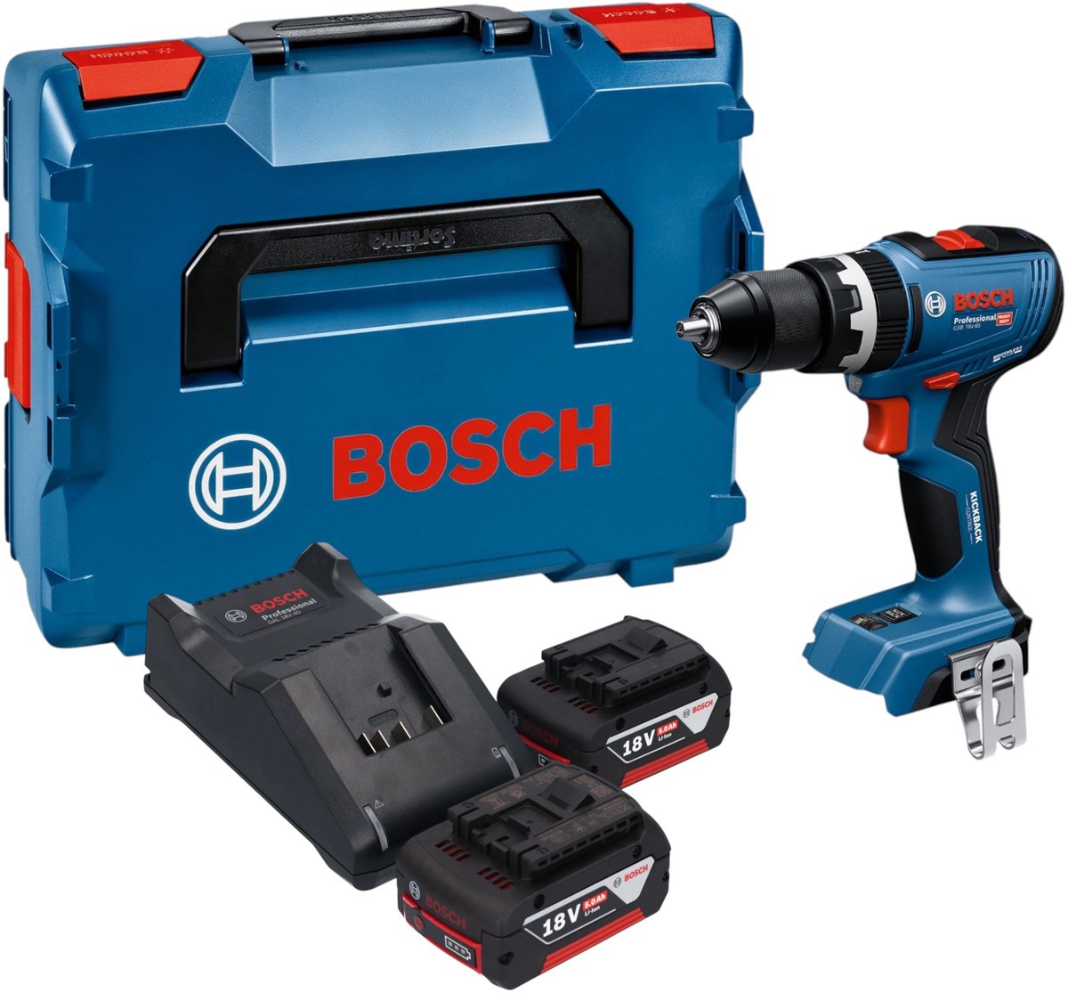 Bosch professional gsb 18v-65 accu klop- schroefboormachine 18v 5.0ah in l-boxx - 06019n3303