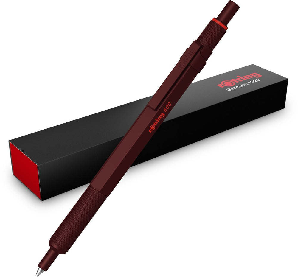 Rotring 600 balpen | medium punt | zwarte inkt | pen met volledig metalen omhulsel | chocolate truffle | antislip gekartelde grip en zeshoekige huls | navulbaar
