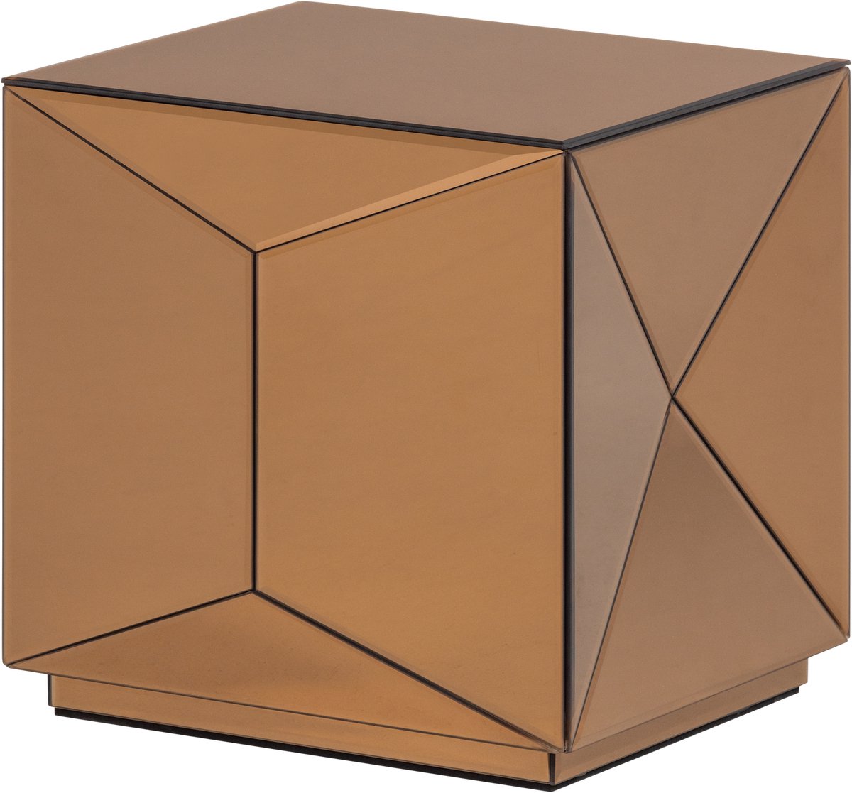 Woood glintz bijzettafel - hout spiegelglas - bruin - 40x40x40