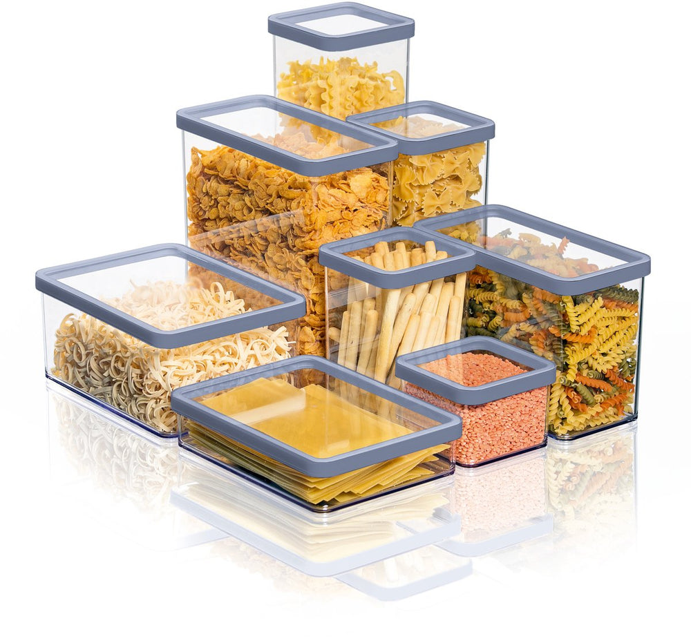 Rotho loft voedselbewaardozen - set van 5 stuks - blauw - 2x 2,1 liter, 2x 0,5liter en 1x 1 liter