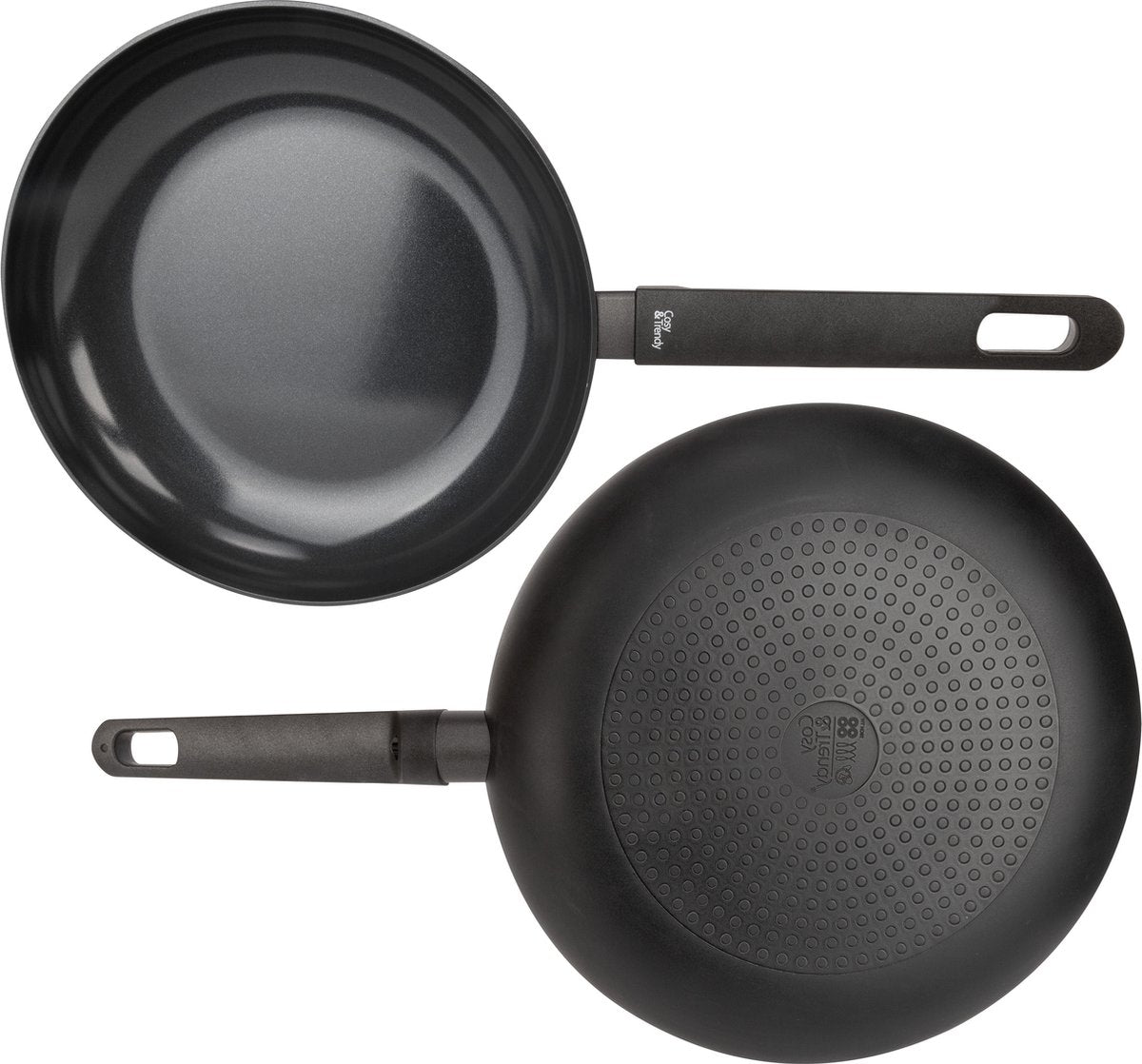 Cosy trendy full black - koekenpan - ø 28cm x 5,5cm - pfas-vrij – inductie koekenpan - vaatwasserbestendig – snelle opwarming – koudgrepen - zonder deksel - zwart