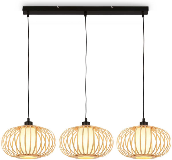 Briloner - rotti - hanglamp, 120 cm, 3x e27, max. 10w, houtkleurig
