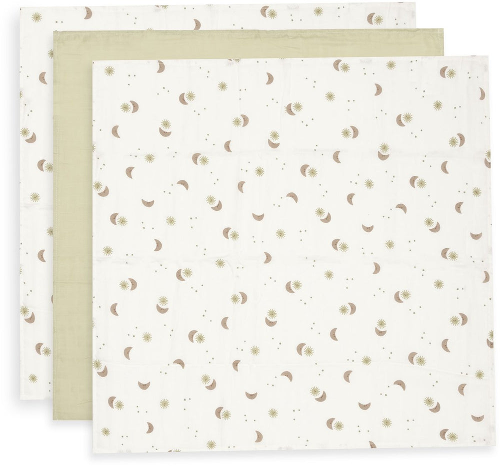 Jollein hydrofiele doek small 70x70cm over the moon (3pack)