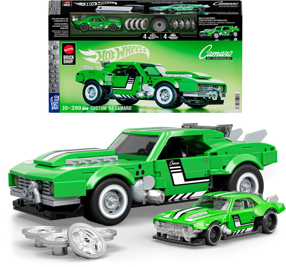 Mattel brick shop hot wheels speed serie - custom '68 camaro - bouwspeelgoed - 289 onderdelen