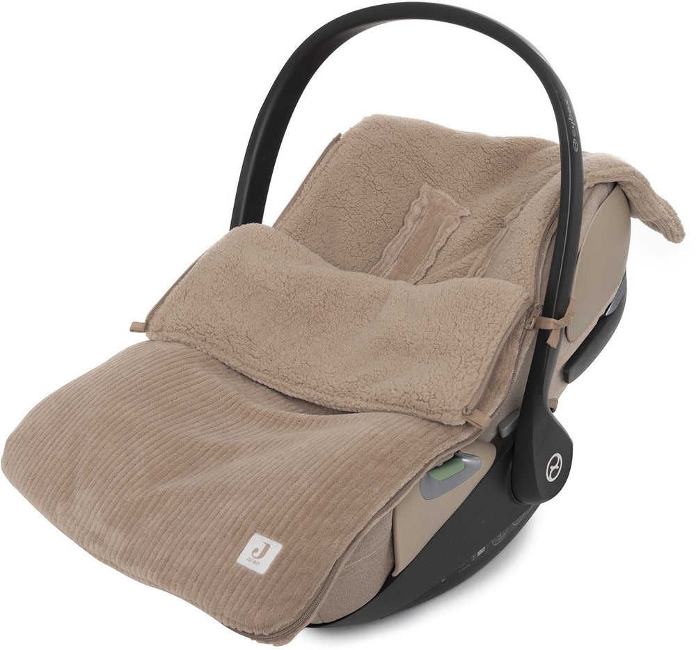Jollein voetenzak voor autostoel kinderwagen - cloudy rib - katoen - 42x82cm - milky coffee
