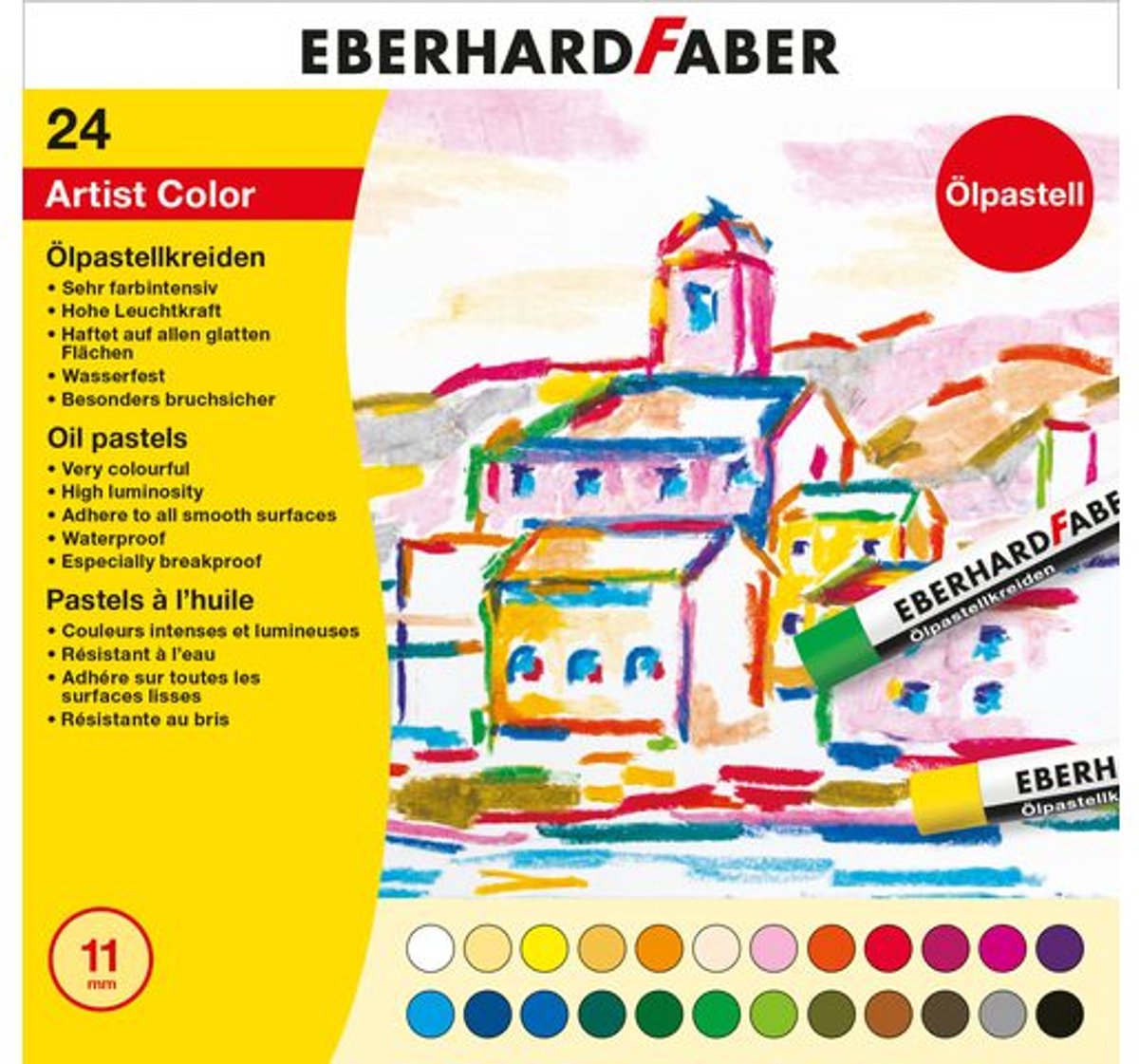 Eberhard faber oliepastelkrijt - artist color - 24 stuks - in opbergbox - ef-522036