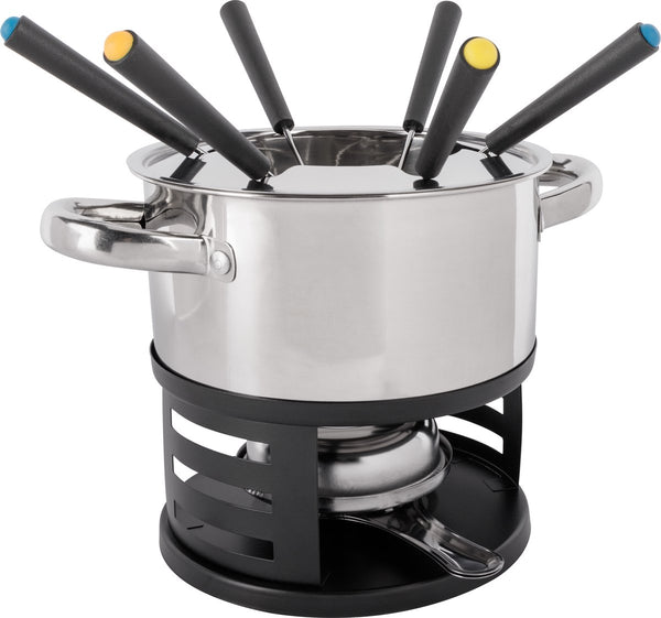 Cosy trendy fondue set met 6 vorken - rvs - ø 17cm