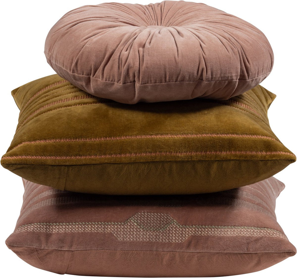 Woood feis kussens - velvet stof - roze naturel - set van 3
