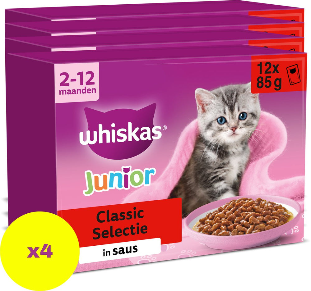 Whiskas multipack zakje junior classic selectie vlees in saus