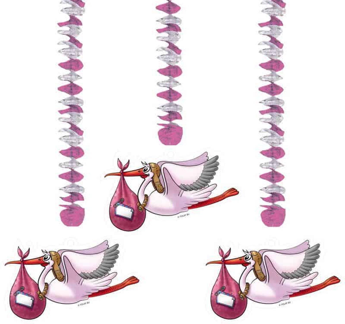 Folat BV pink hanging decoration, 3 pcs.