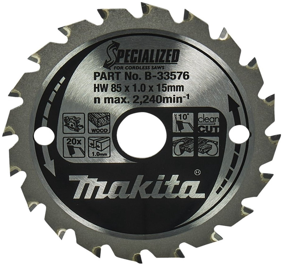 Makita accessoires cirkelzaagblad hout 85x15x1,0 20t 10g - b-16885