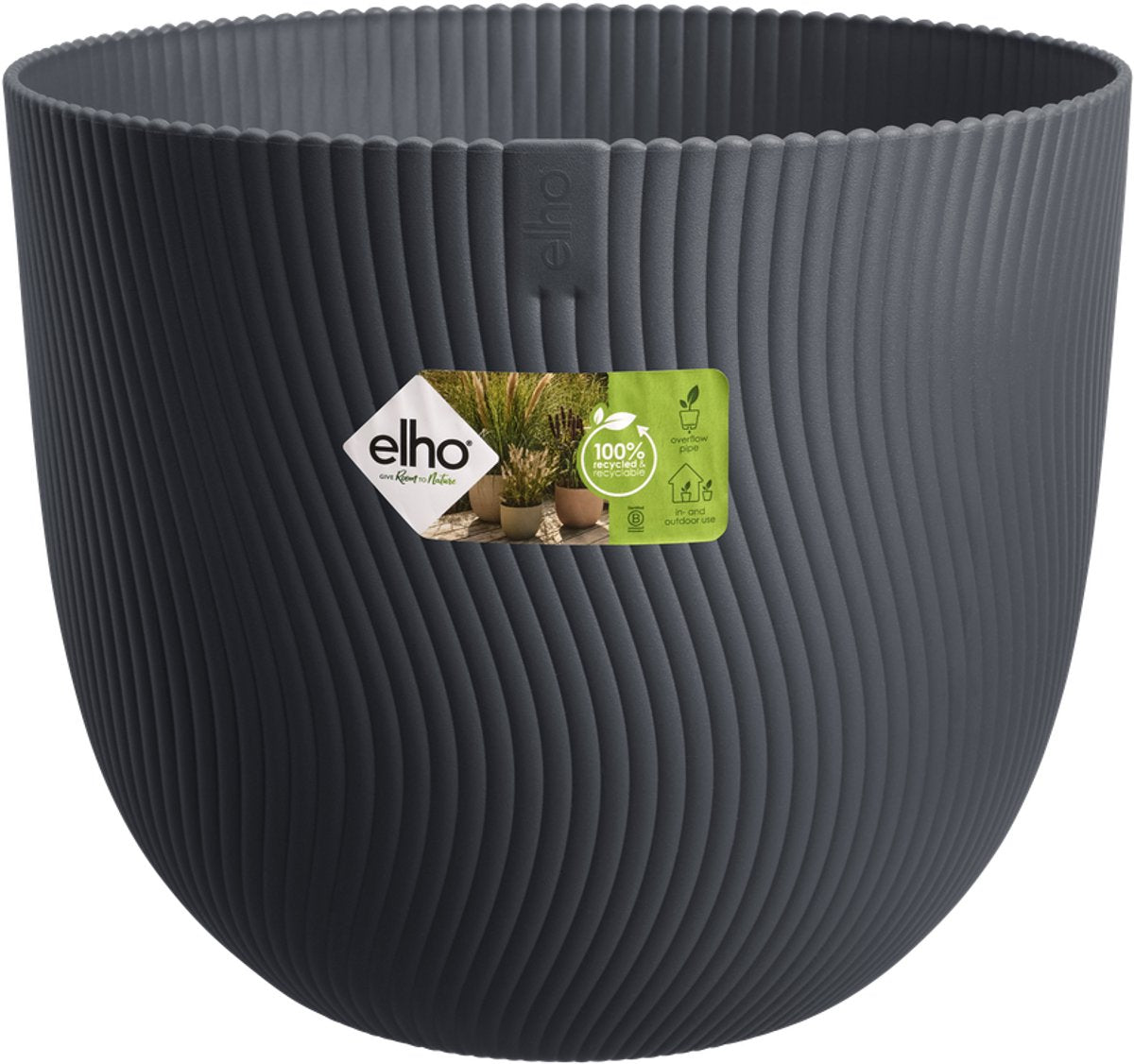 Elho sereh rond 47 - bloempot voor binnen buiten - 100% gerecycled plastic - ø 47.0 x h 40.1 cm - antraciet
