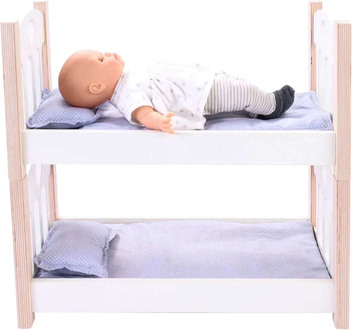 Longfield poppen stapelbed grijs wit