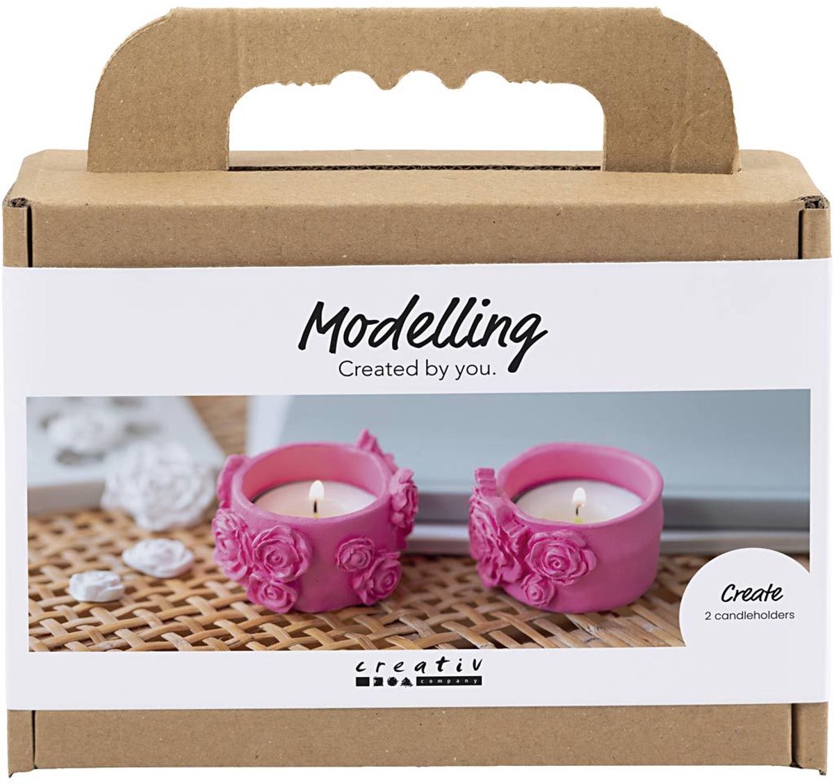 Creativ company mini hobbyset boetseren theelichthouders roze