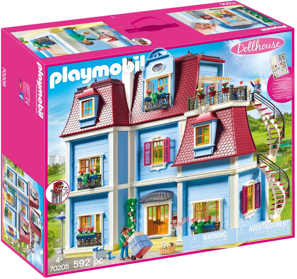 Playmobil dollhouse - groot herenhuis - met dakterras, wenteltrappen, werkende deurbel en brievenbus om te openen - 70205
