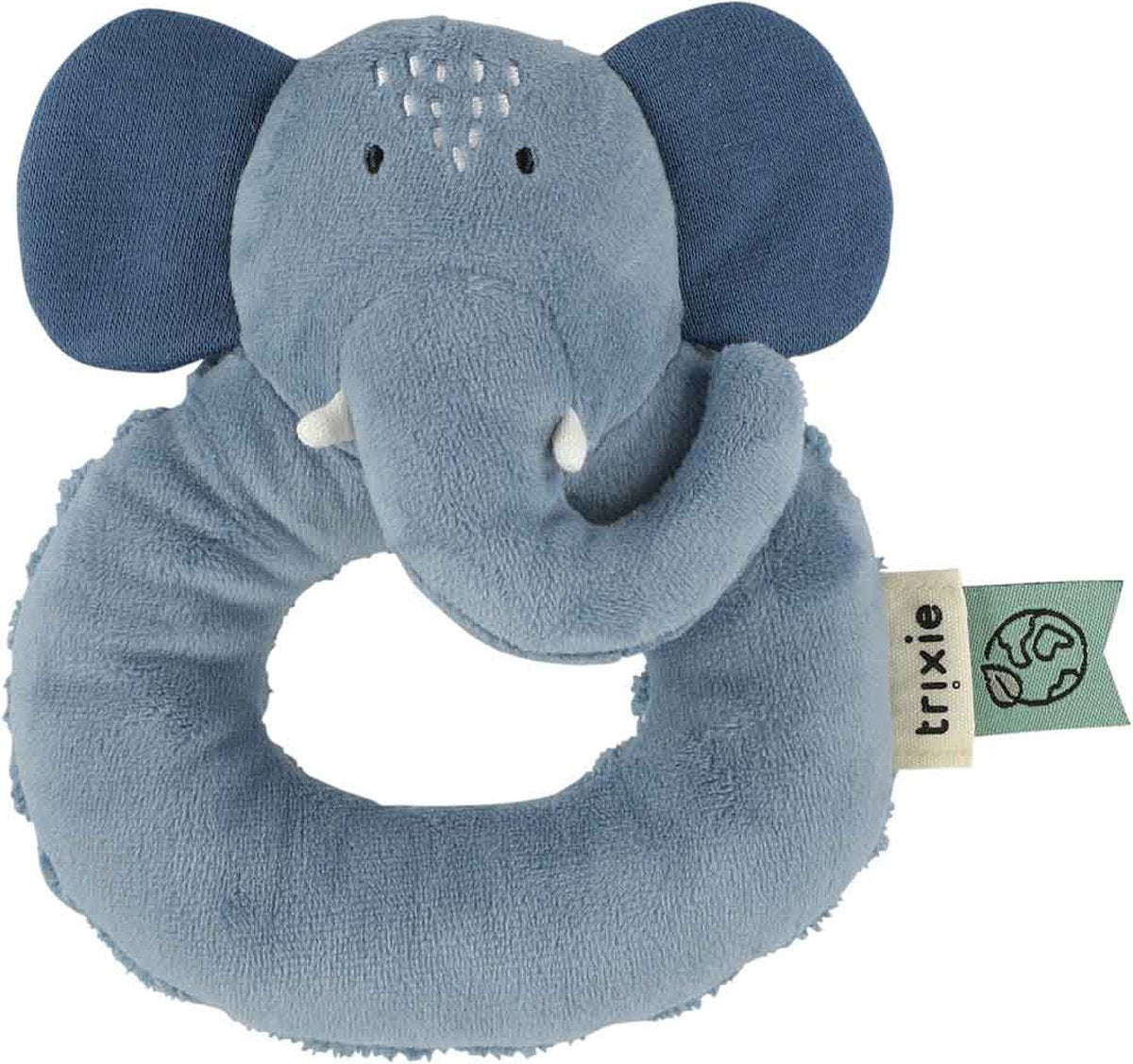 Trixie rammelaar – mrs. elephant– zacht baby speelgoed met knispergeluid – sensorisch speelgoed – vanaf 3 maanden
