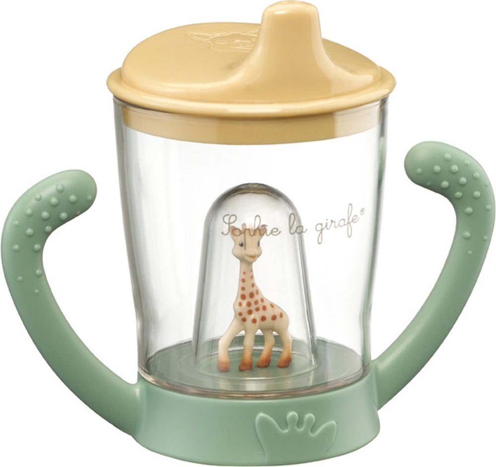 Sophie de giraf beker - drinkbeker voor kinderen - lekvrij - anti-lek beker - vanaf 6 maanden - 200 ml - in witte geschenkdoos - geel groen