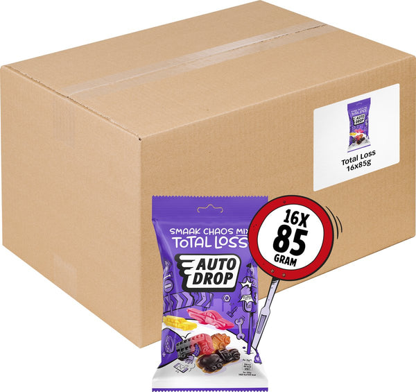 Autodrop - snoep - total loss smaak chaos mix - 16 zakjes - 85 gram