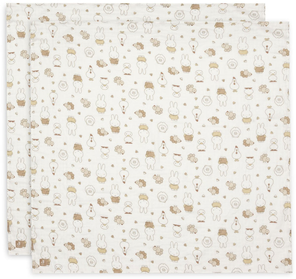 Jollein hydrofiele doek large - 115x115cm - miffy family farm - 2 stuks