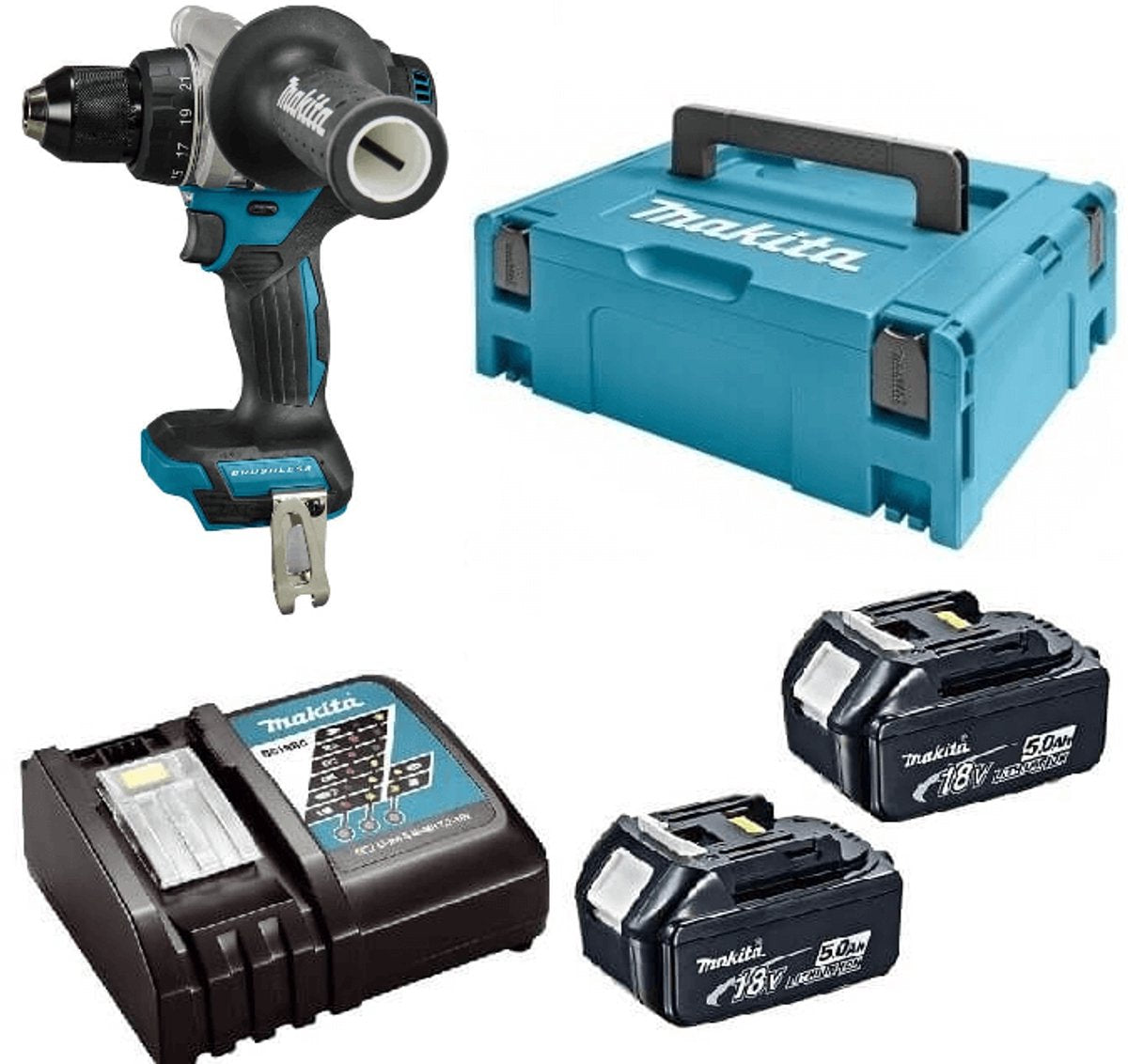 Makita ddf492rtj | lxt accu boor- schroefmachine 18v in mbox (2x 5.0ah accu + snellader) - ddf492rtj