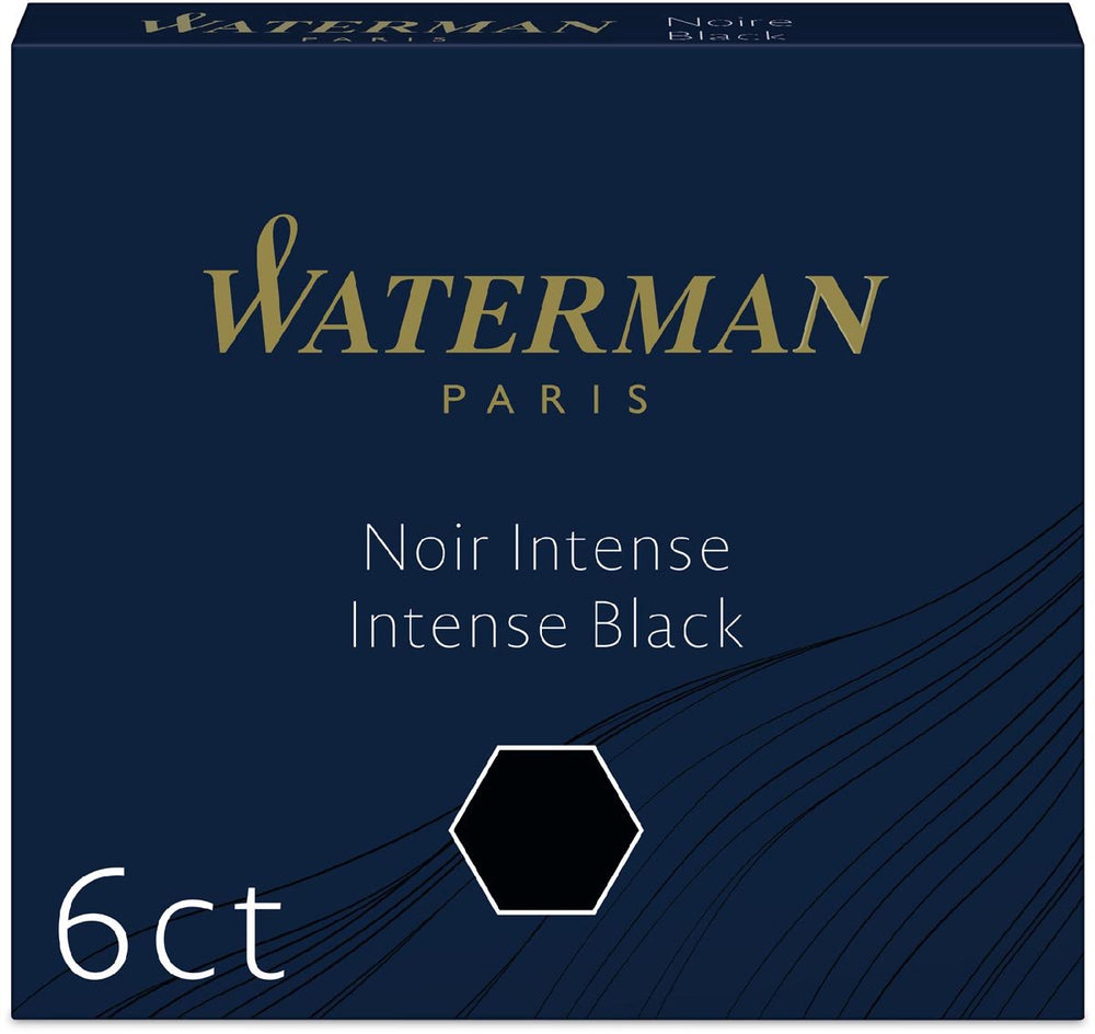 Waterman -vulpeninktpatronen | kort 'internationaal' | intense black | 6 stuks