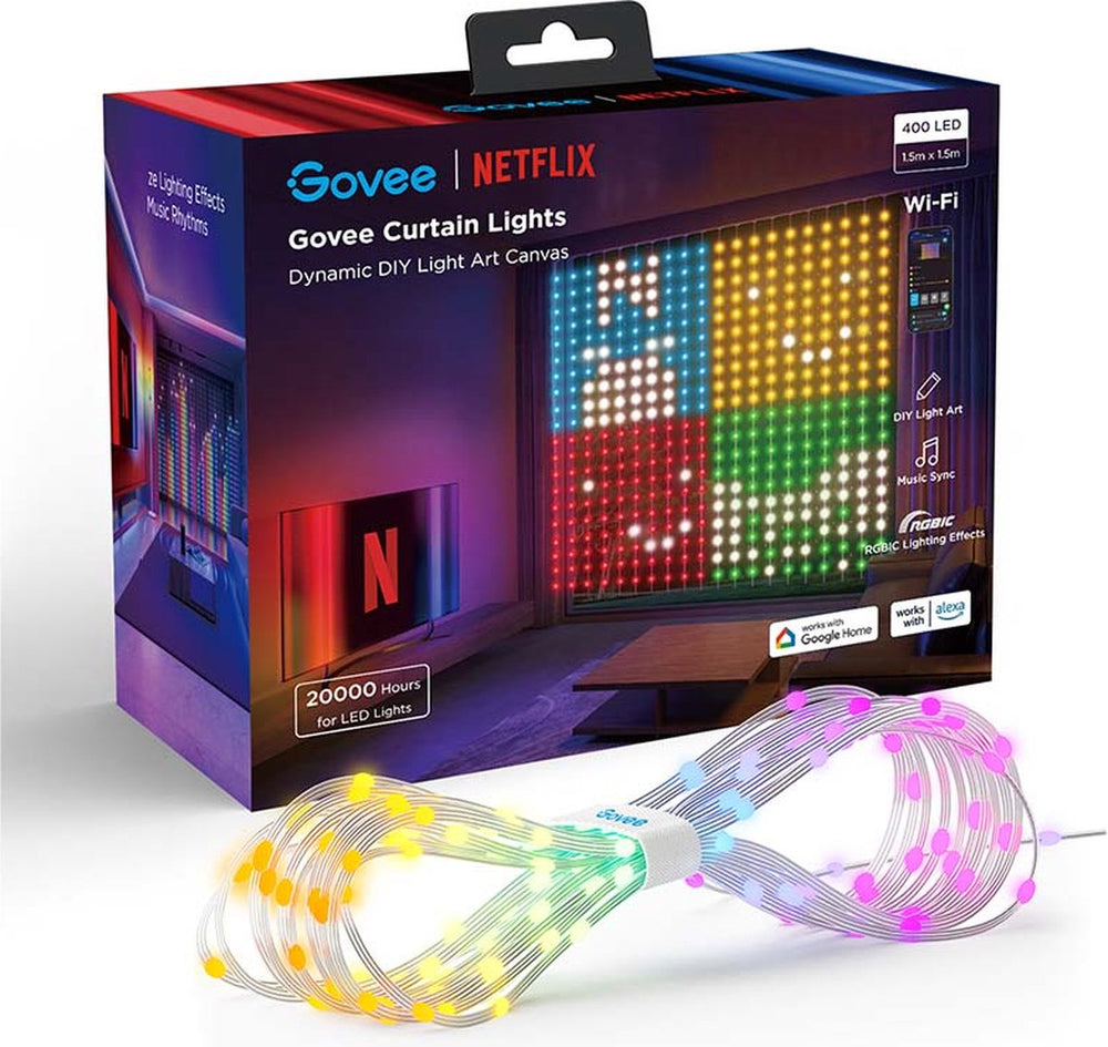 Govee slimme curtain lights 1,5x1,5m rgbic - 400 leds