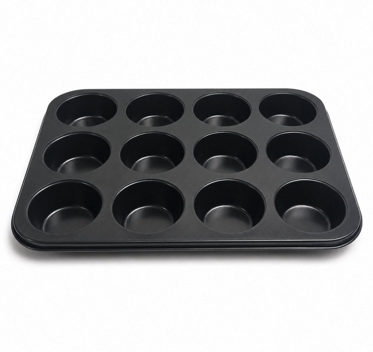 Kozie muffinvorm voor 12 muffins – pfas-vrij – anti-aanbak bakvorm – cupcakevorm – metaal – antraciet