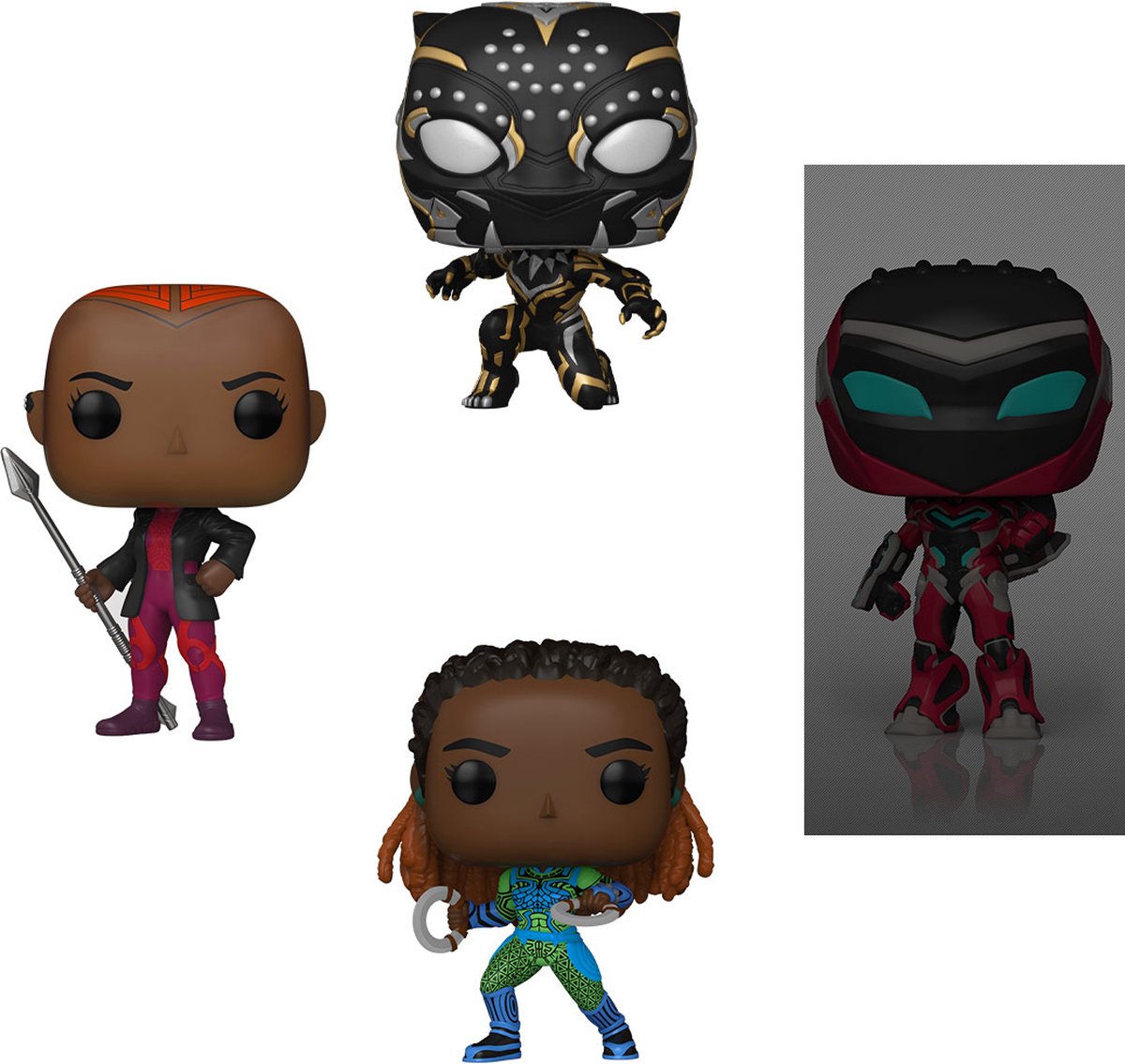 Funko pop marvel: black panther - wakanda forever 4-pack (glow in the dark)