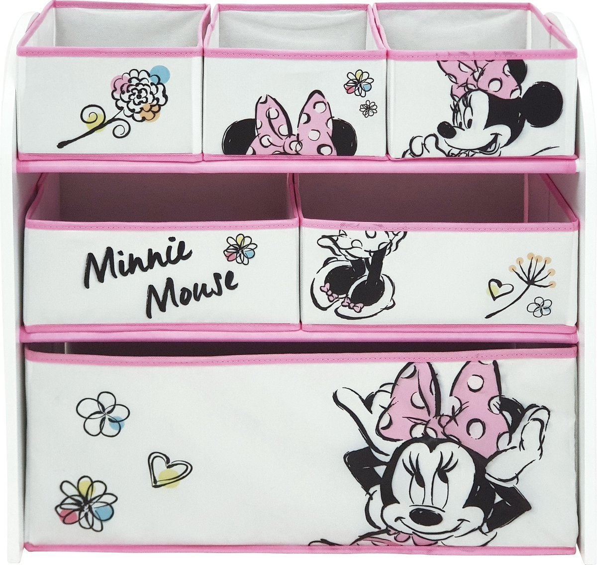 Arditex opbergrek minnie mouse 62 x 30 cm hout wit roze 7-delig