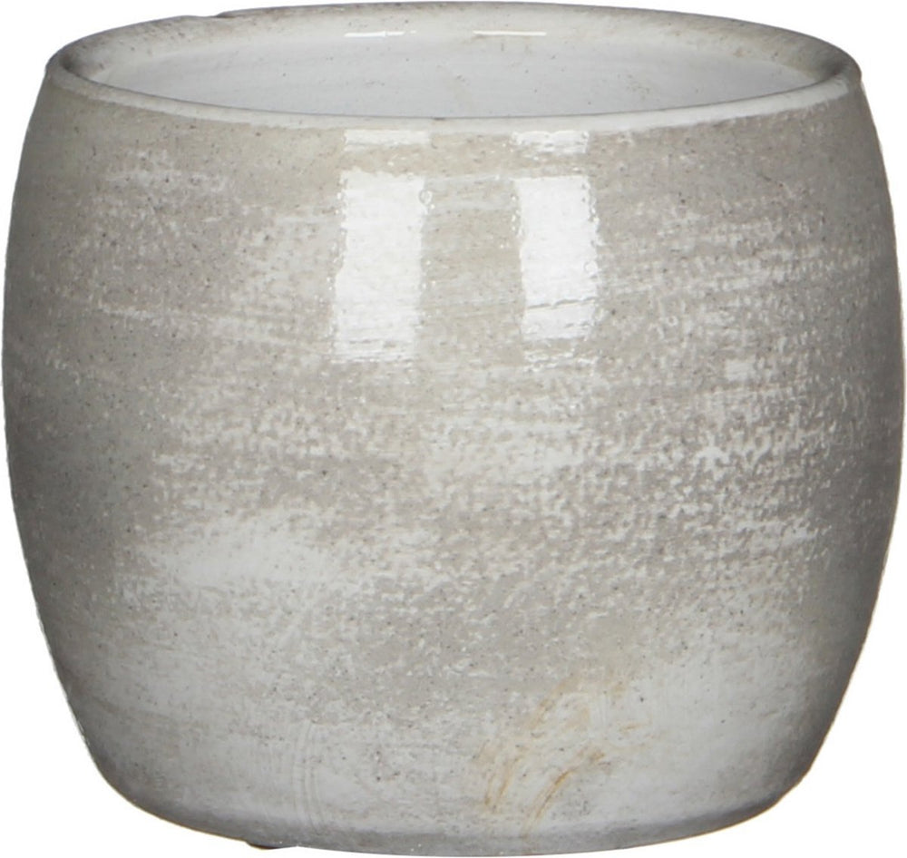 Mica decorations bloempot - lichtgrijs - keramiek - 14 x 12 cm - plantenpotten binnen
