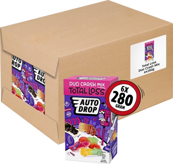 Autodrop - snoep - total loss duo crash mix - 6 doosjes - 280 gram