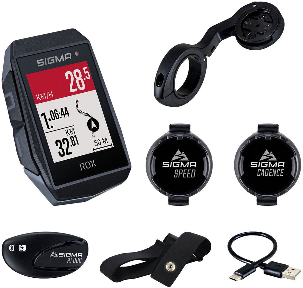 Sigma rox 11.1 evo gps hr + cad snelh set + sb gps+ant+ble riem+usb-c