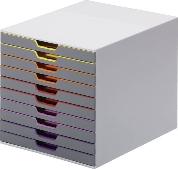 Durable ladenkast varicolor® 10 - lichtgrijs meerkleurig - 10 laden - a4