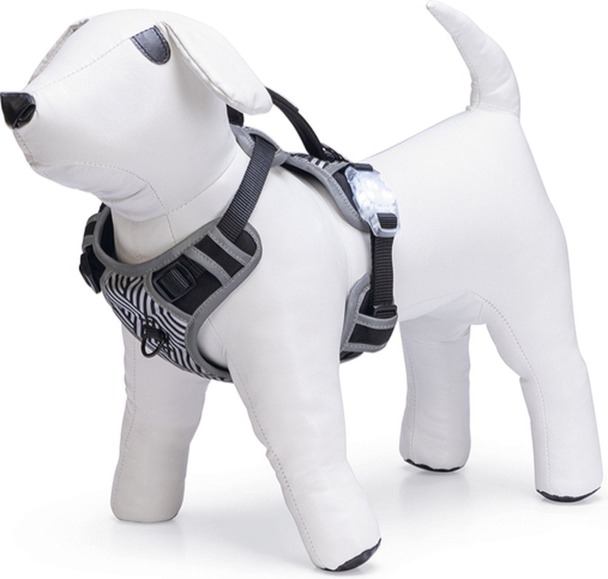 Beeztees hondentuig safety gear parinca premium y-tuig - hondenharnas - led - nylon - zwart - 38-51cmx15mm