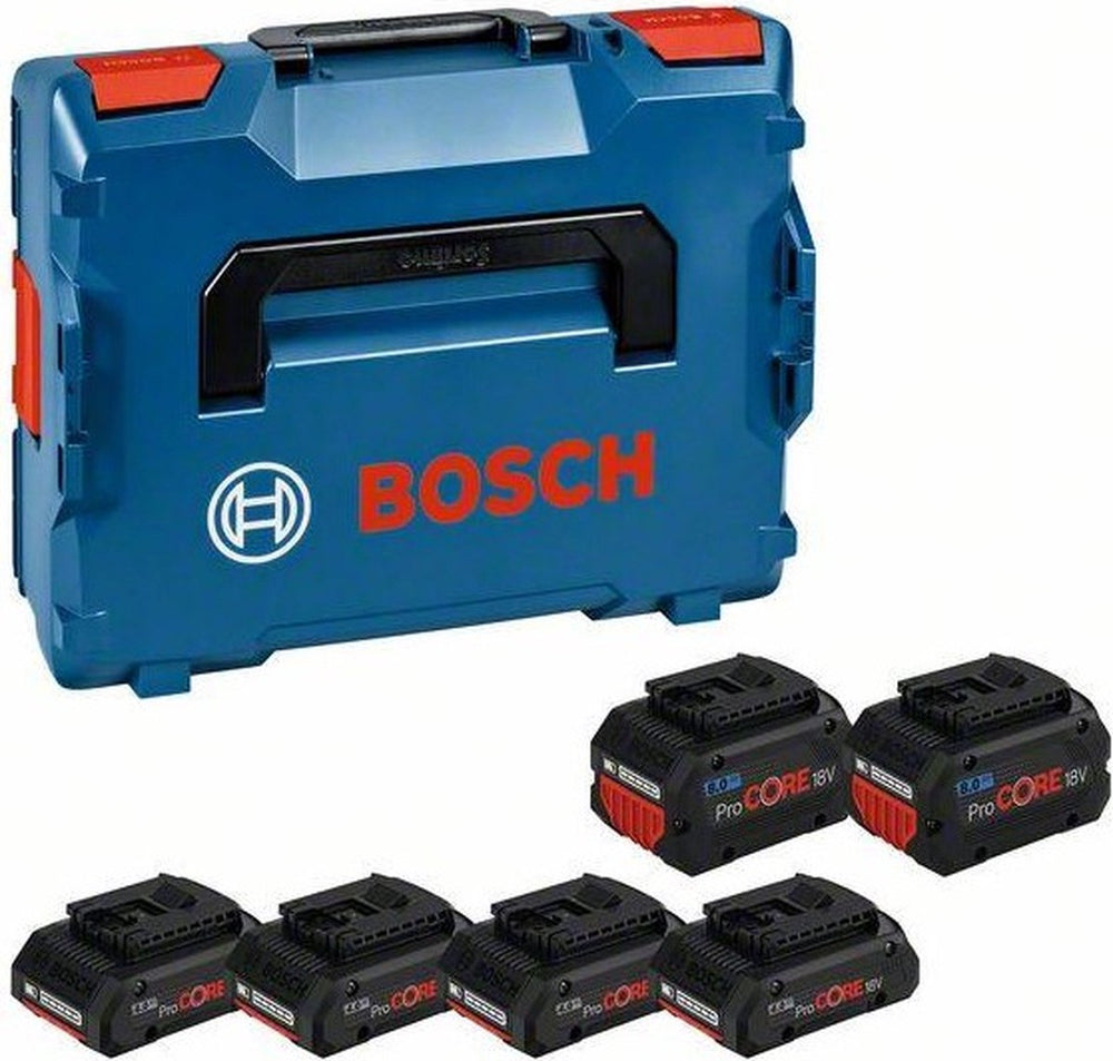 Bosch professional 18 v accuset gereedschapsaccu - biturbo - 4x procore18v 4.0 ah + 2x procore18v 8.0 ah - in l-boxx