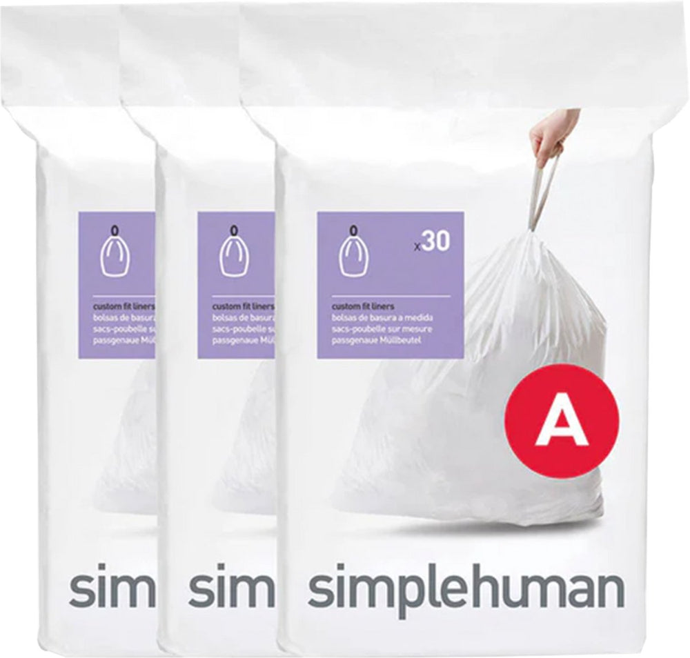 Simplehuman code a - avalzakken - 4,5 liter - 90 stuks - met trekband - wit