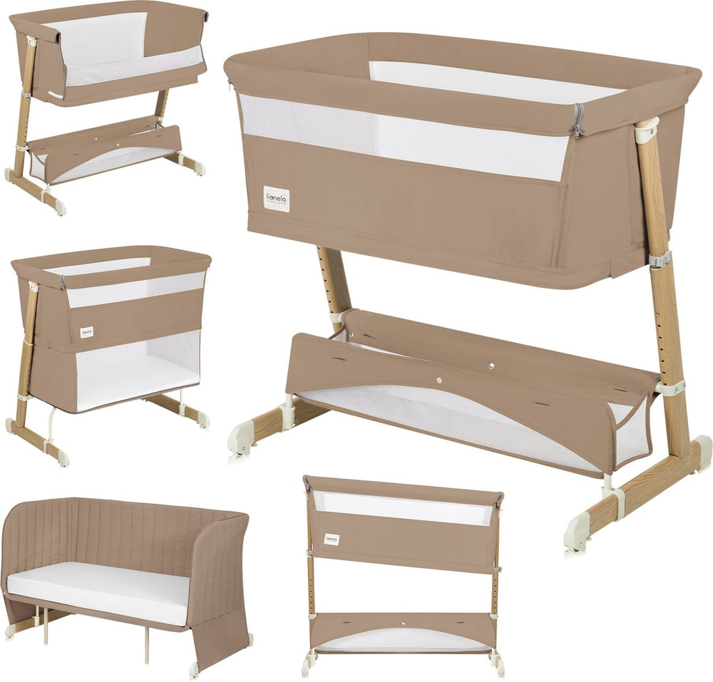 Lionelo thomi plus 5in1 - meegroeibed: co sleeper + babybed + baby box + peuterbed + bank - met 7 hoogtes - 2x matrassen t25 - verstelbare poten - ademend afritsbare zijkant - opbergmand - wielen - wasbare bekleding - tot 100 kg - peuter kinder bed