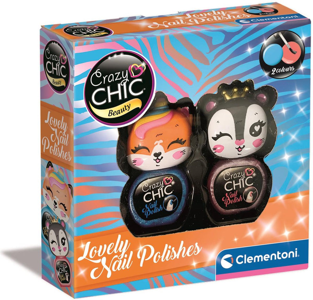 Clementoni gekke chic nagellak blauw rood, 2st.
