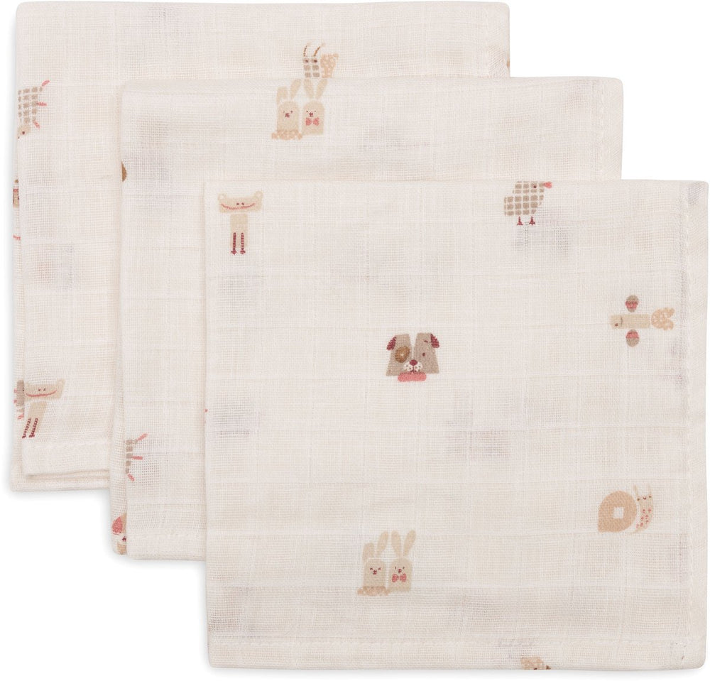 Jollein hydrofiel monddoekje basic - animal friends - 3 stuks