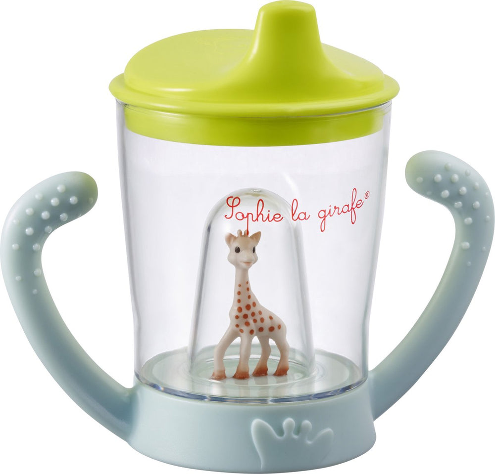 Sophie de giraf beker - drinkbeker voor kinderen - lekvrij - anti-lek beker - vanaf 6 maanden - 200 ml - in witte geschenkdoos - blauw groen
