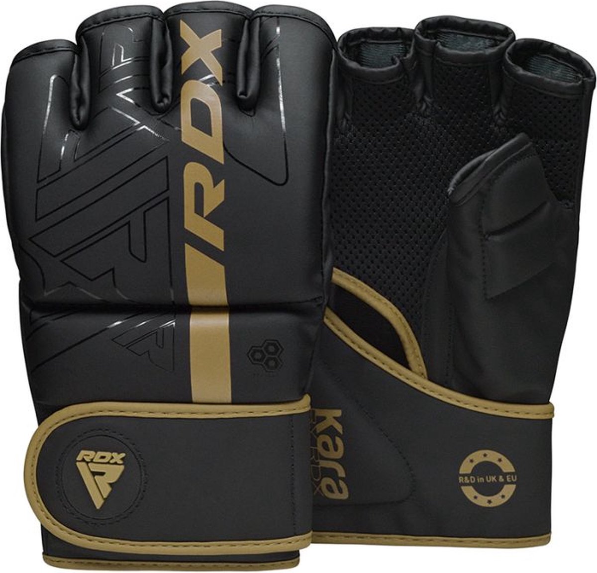 Rdx sports - f6 kara - bokshandschoenen - mma gloves - training - vechtsporthandschoenen - boksen - goud - mat - maat m