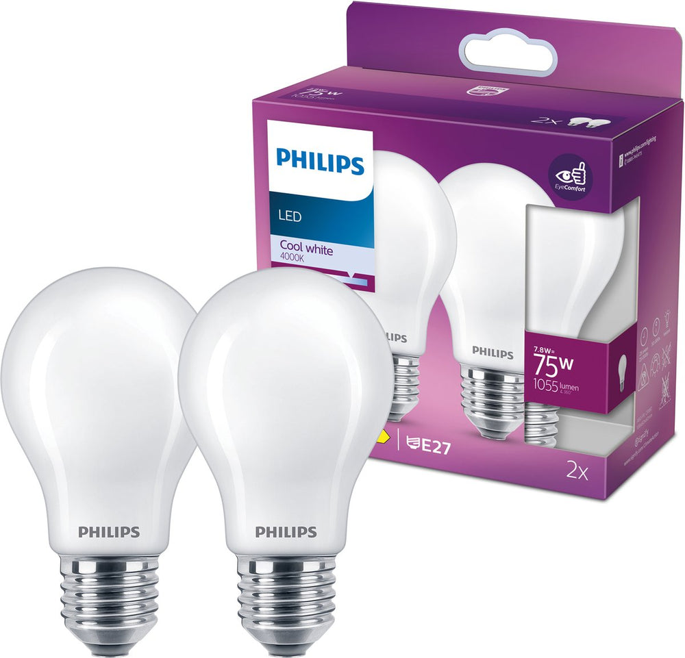 Philips filamentlamp mat 75w a60 e27 x2