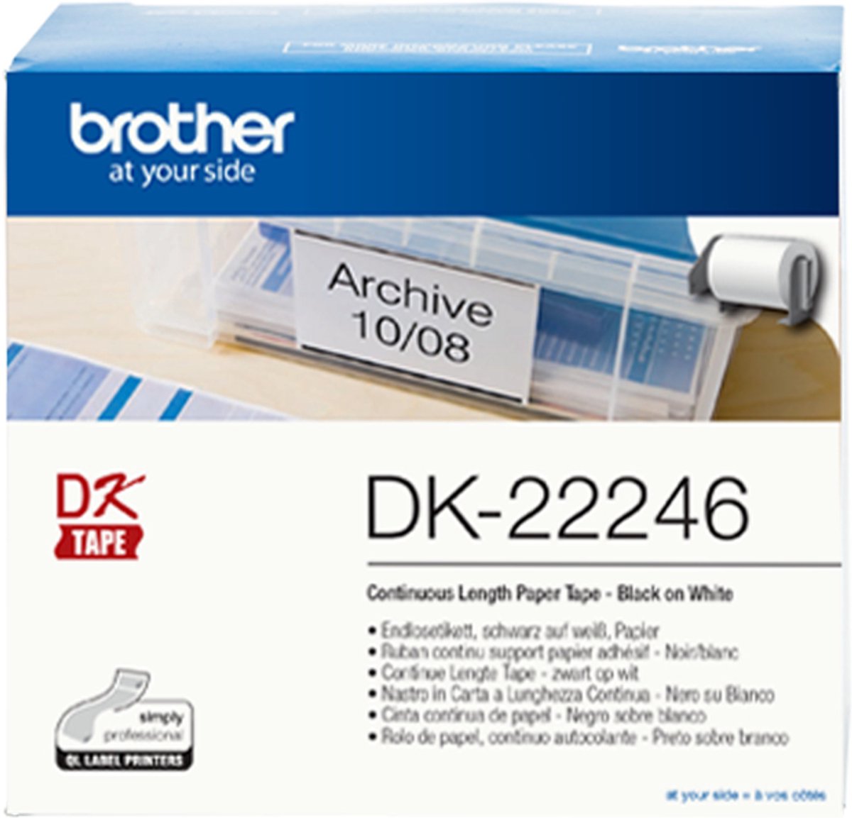 Brother dk-22246 - papier - zwart op wit - rol (10,3 cm x 30,48 m) 1 rol(len) doorlopende etiketten - voor ql-1050, ql-1060n, ql-1100