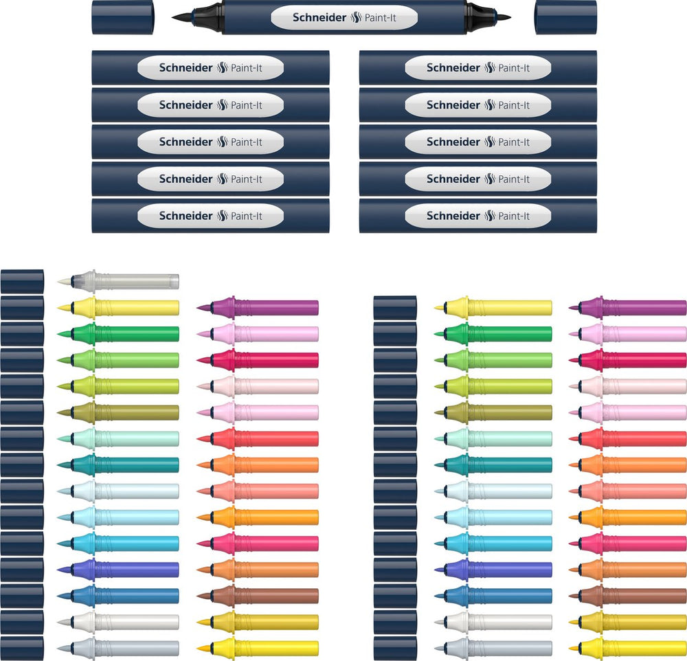 Schneider schrijfwaren schneider stift - twinmarker set - paint-it 040 - 30 kleuren + 11 houders + blender - s-ml04010901