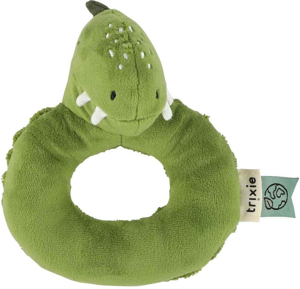 Trixie rammelaar – mr. dino – zacht baby speelgoed met knispergeluid – sensorisch speelgoed – vanaf 3 maanden