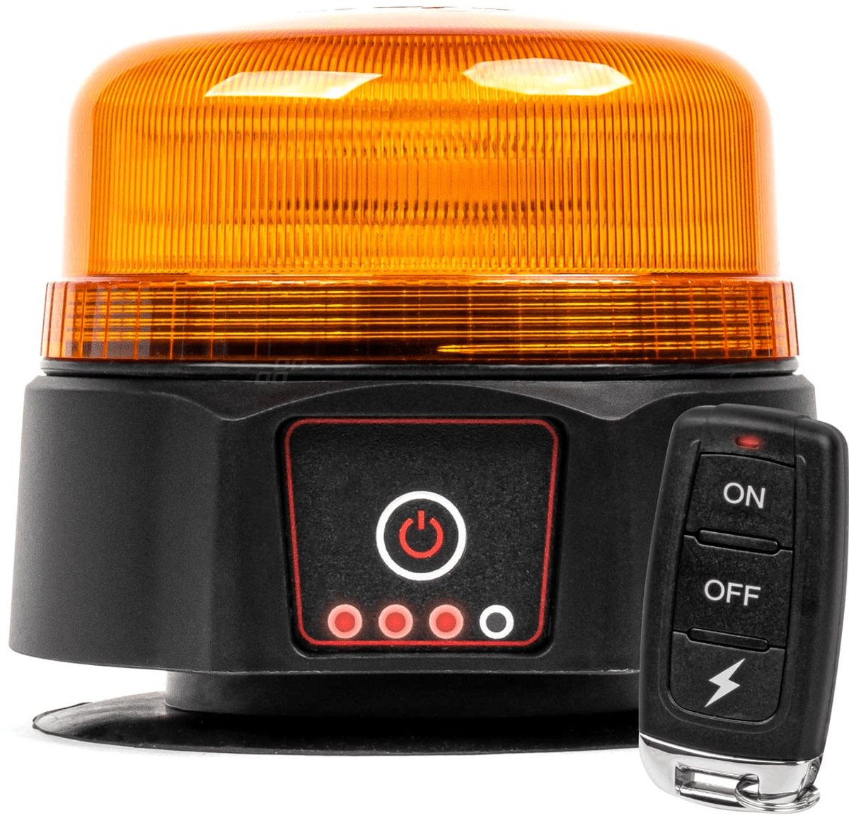 Amio oranje led batterij zwaailicht – noodverlichting afstandsbediening – magneet 36 led – 12v 24v oplaadbaar – ip66 r65 r10 sae class 1