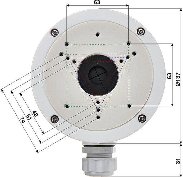 Hikvision - seriële ds-1280zj-s - plafondsteun - geschikt voor bolvormige camera's - aluminium - wit