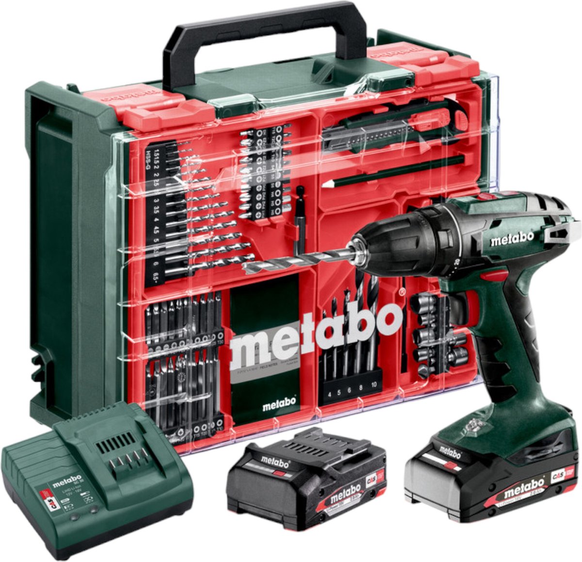 Metabo - 18v accu-boorschroevendraaier bs 18 set, met accessoires, 2x accu 2.0 ah li-power, lader 602207710